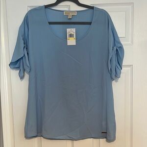 Michael Kors Blue Relaxed Tie Front Blouse